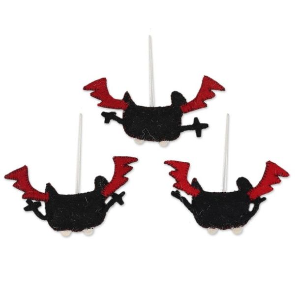 Alternate image for Handmade Halloween Bat Ornaments Set of 3 Mystic Bats
