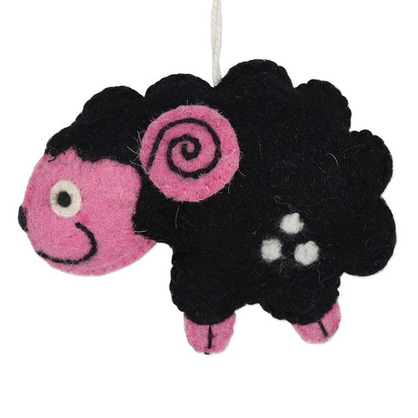Alternate image for Set of 4 Wool Felt Sheep Holiday Ornaments Counting Sheep