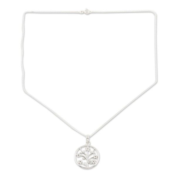 Alternate image for Artisan Made Sterling Silver Floral Pendant Necklace Blossom Loop