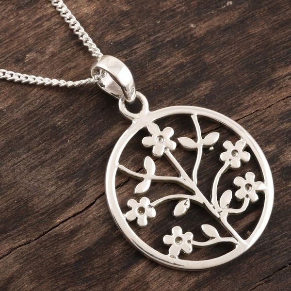Alternate image for Artisan Made Sterling Silver Floral Pendant Necklace Blossom Loop