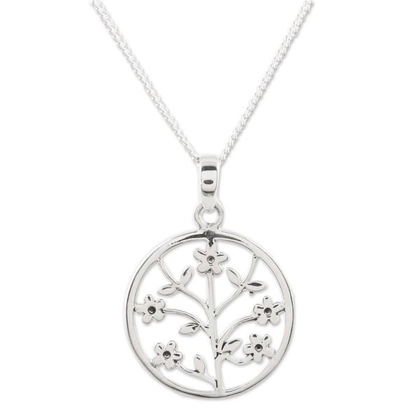 Alternate image for Artisan Made Sterling Silver Floral Pendant Necklace Blossom Loop
