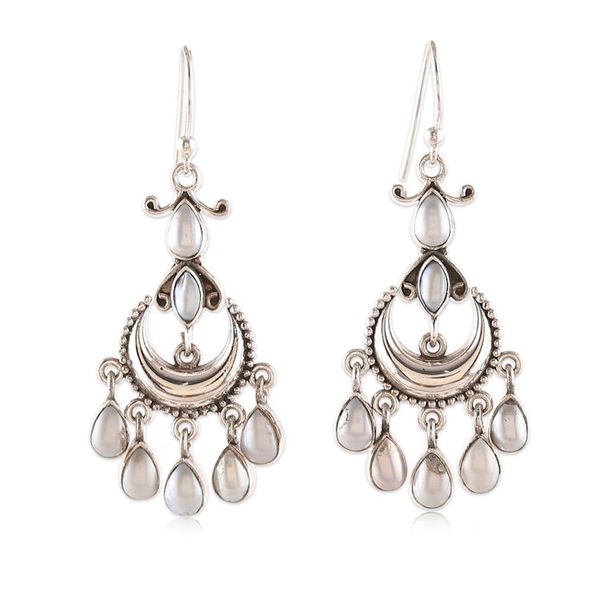 Alternate image for Cream Cultured Pearl and Sterling Silver Chandelier Earrings Oceanic Glare