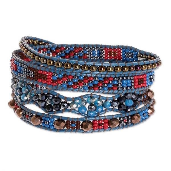 Alternate image for Handcrafted Beaded Positive Energy Long Wrap Bracelet Secure Serenity