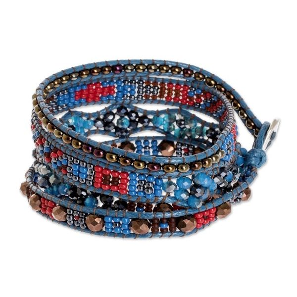 Alternate image for Handcrafted Beaded Positive Energy Long Wrap Bracelet Secure Serenity