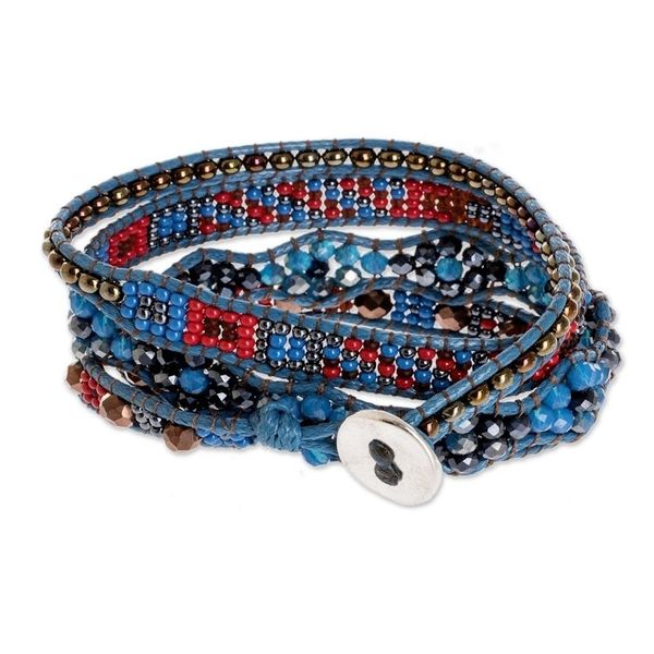 Alternate image for Handcrafted Beaded Positive Energy Long Wrap Bracelet Secure Serenity