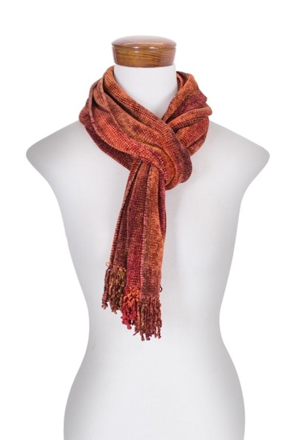 Alternate image for Handwoven Rayon Scarf in Orange and Red from Guatemala Orange Dreamer