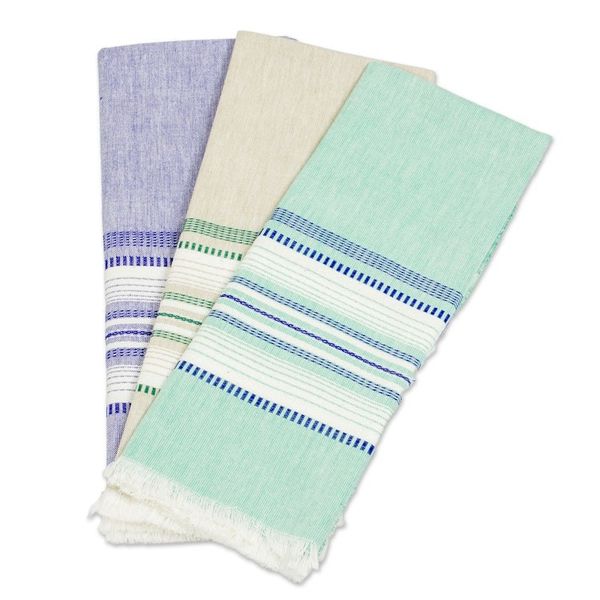 Alternate image for Set of Three 100 Cotton Dishtowels from Guatemala Sea and Sky