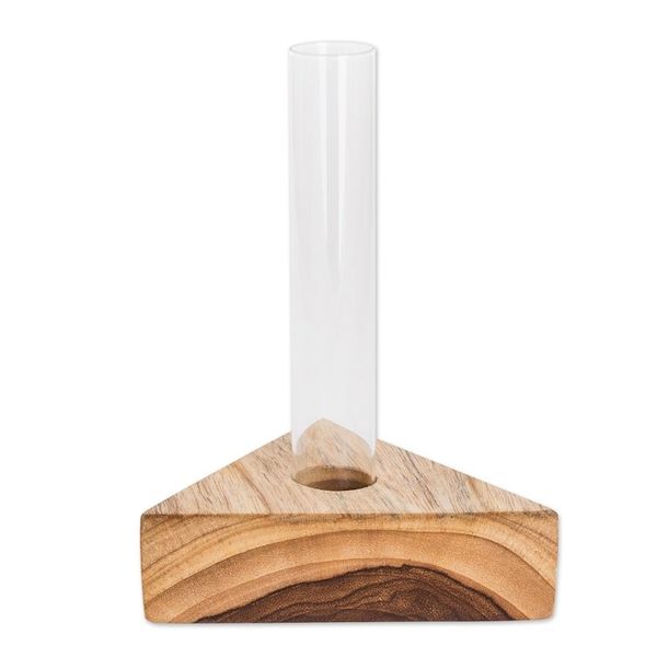 Alternate image for Glass Tube Vase with Teak Wood Stand Made in Guatemala Home Glamour