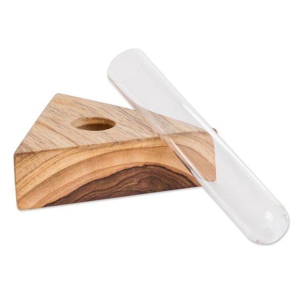 Alternate image for Glass Tube Vase with Teak Wood Stand Made in Guatemala Home Glamour