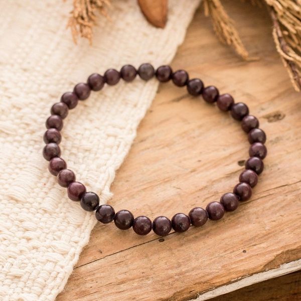 Alternate image for Wine-Hued Beaded Stretch Bracelet Handmade in Guatemala Wonderful Wine