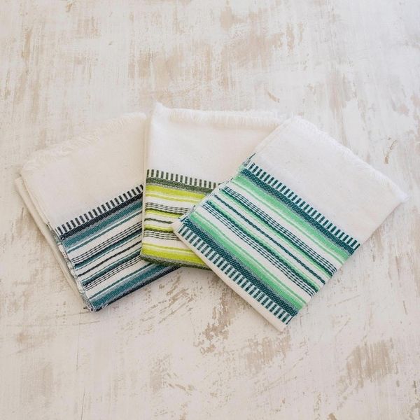 Alternate image for 3 Handwoven Guatemalan Cotton Fruit Color Dish Towels Fruit Colors