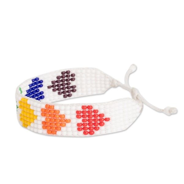 Alternate image for Rainbow-Toned Heart-Themed Glass Beaded Wristband Bracelet Rainbow Love