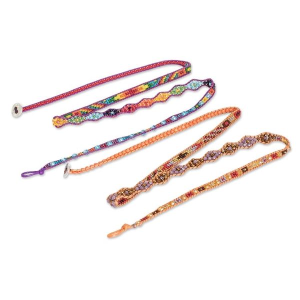 Alternate image for Two Handcrafted Beaded Positive Energy Long Wrap Bracelets Protection and Joy