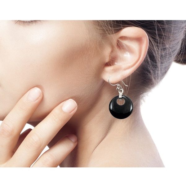 Alternate image for Fair Trade Jade Dangle Earrings with 925 Silver Black Maya Moon