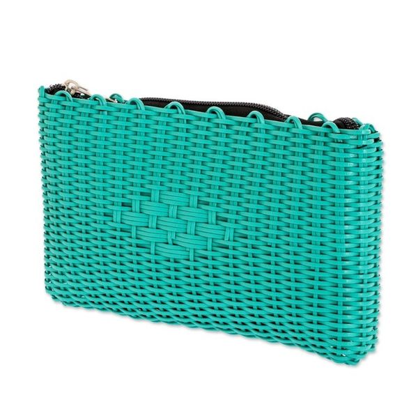 Alternate image for Recycled Central American Turquoise Cosmetic Bag Textured Turquoise