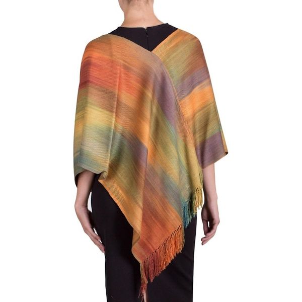 Alternate image for Asymmetrical Hand Woven Rayon Poncho from Guatemala Rainbow Charm