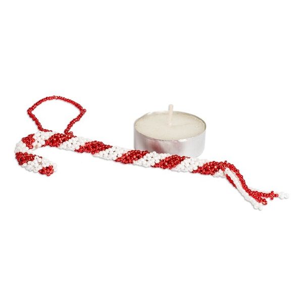 Alternate image for Pair of Glass Beaded Candy Cane-Themed Christmas Ornaments Candy Cane Duo
