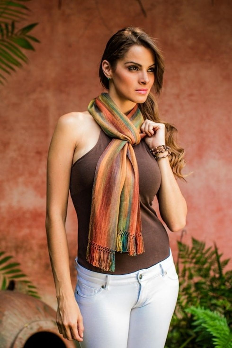 Handcrafted Rayon Scarf 'Solola Autumn'