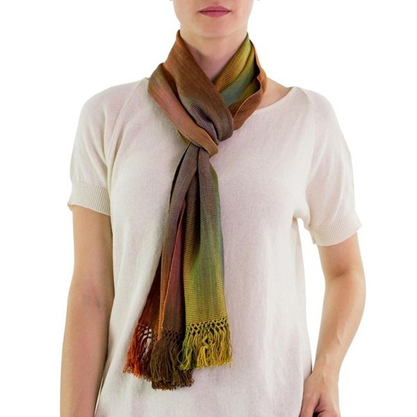 Alternate image for Handcrafted Rayon Scarf Solola Autumn