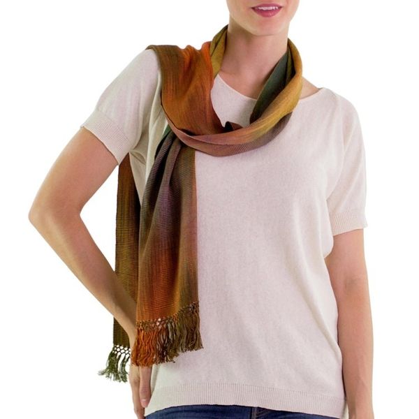 Alternate image for Handcrafted Rayon Scarf Solola Autumn