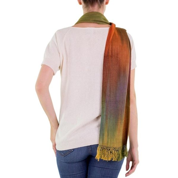 Alternate image for Handcrafted Rayon Scarf Solola Autumn