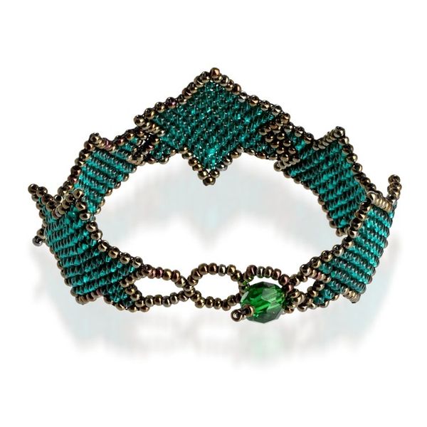 Alternate image for Teal Bronze Star-Themed Handmade Beaded Wristband Bracelet Teal Starlight