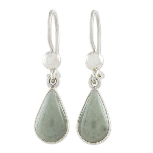 Alternate image for Drop-Shaped Jade Dangle Earrings in Apple Green Apple Green Tears