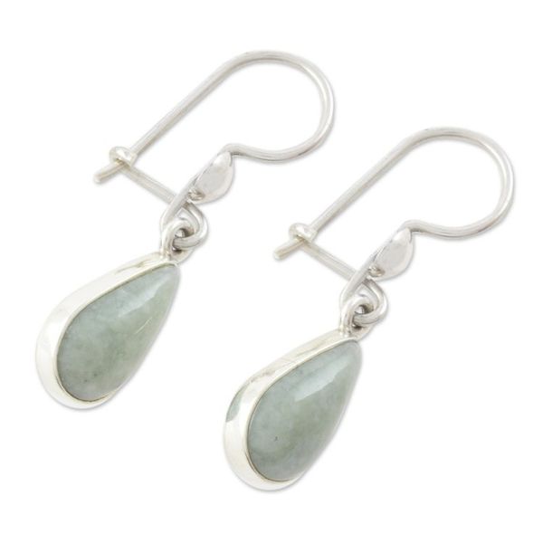 Alternate image for Drop-Shaped Jade Dangle Earrings in Apple Green Apple Green Tears