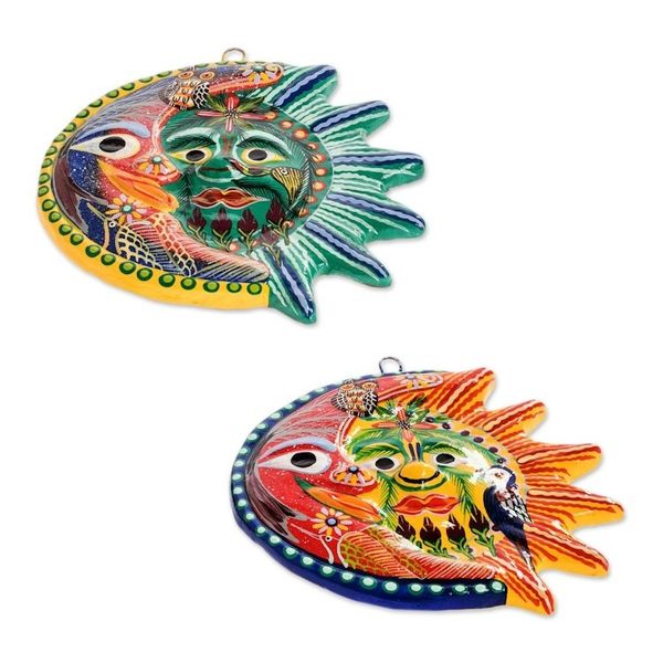 Alternate image for Sun and Moon Ceramic Wall Art Pair Romantic Eclipse