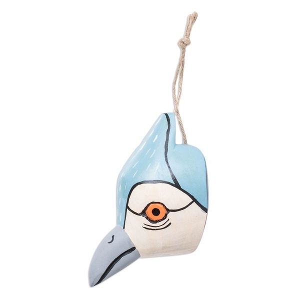 Alternate image for Hand-Carved and Painted Pinewood Kingfisher Bird Wall Mask Kind Kingfisher