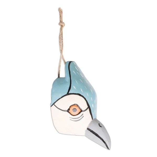 Alternate image for Hand-Carved and Painted Pinewood Kingfisher Bird Wall Mask Kind Kingfisher