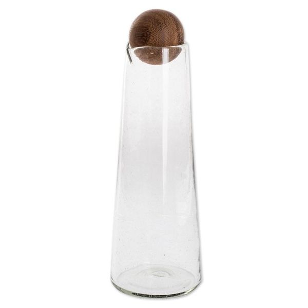 Alternate image for Handblown Glass Decanter with Wood Stopper Clarity