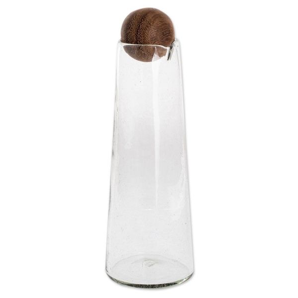 Alternate image for Handblown Glass Decanter with Wood Stopper Clarity