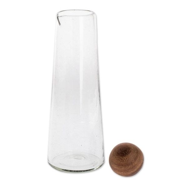 Alternate image for Handblown Glass Decanter with Wood Stopper Clarity
