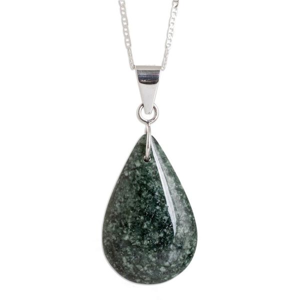 Alternate image for 925 Silver Green Black Jade Double-Sided Pendant Necklace Dual-Color Shadow