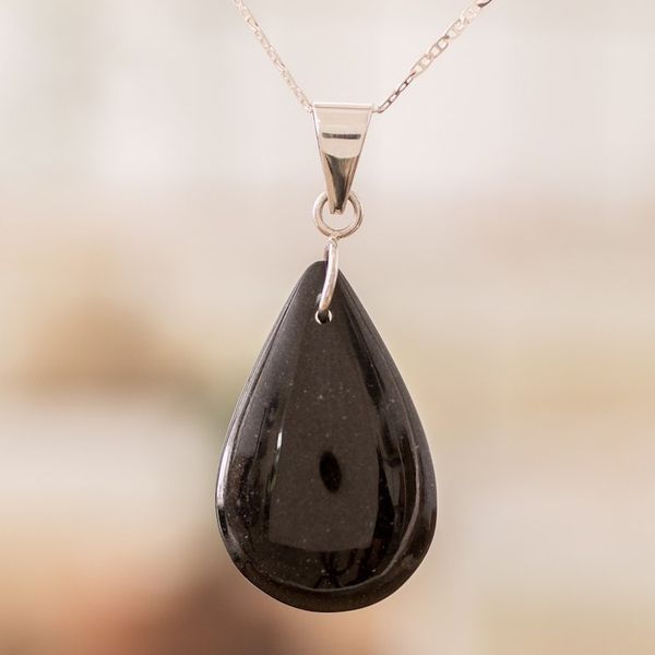 Alternate image for 925 Silver Green Black Jade Double-Sided Pendant Necklace Dual-Color Shadow