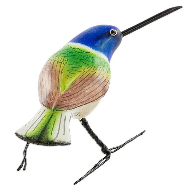 Alternate image for Guatemalan Handmade Jacobin Hummingbird Clay Bird Figurine Jacobin Hummingbird