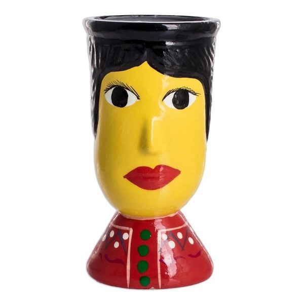 Alternate image for Double Face Ceramic Flower Pot Hand-Painted in Guatemala St. Louis