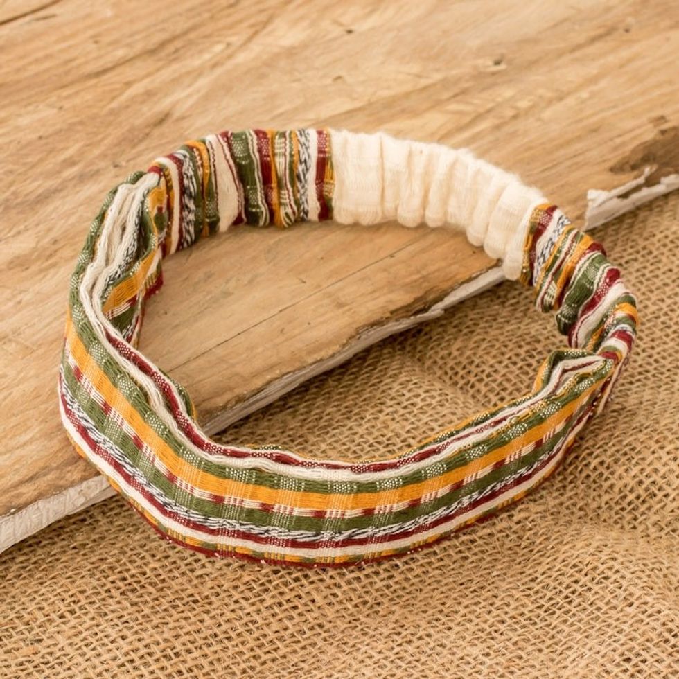 Multicolored Cotton Headband Hand-Woven in Guatemala 'Desert'