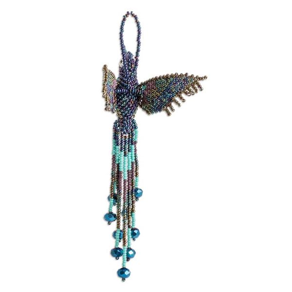 Alternate image for Handcrafted Glass Beaded Blue Hummingbird Home Accent Hummingbird Spell