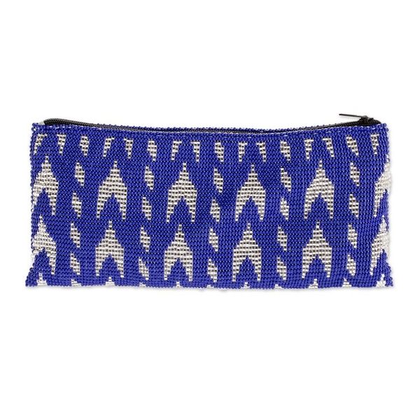 Alternate image for Blue Beaded Cosmetic Case Panabaj Blues