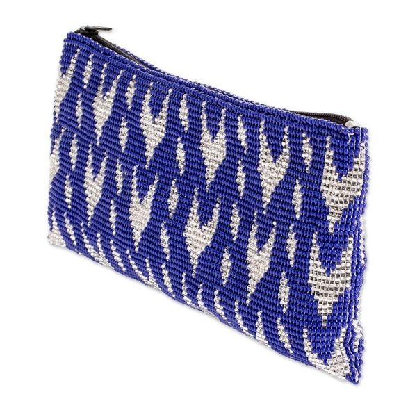 Alternate image for Blue Beaded Cosmetic Case Panabaj Blues