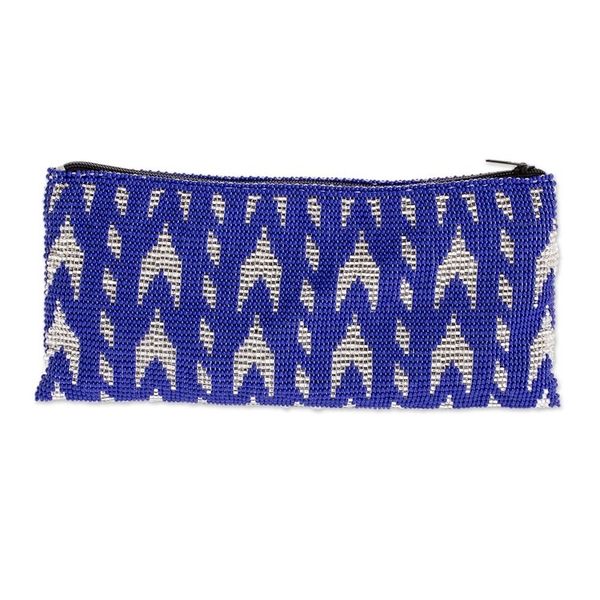 Alternate image for Blue Beaded Cosmetic Case Panabaj Blues