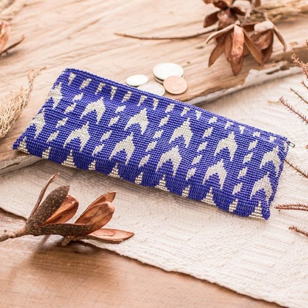 Alternate image for Blue Beaded Cosmetic Case Panabaj Blues