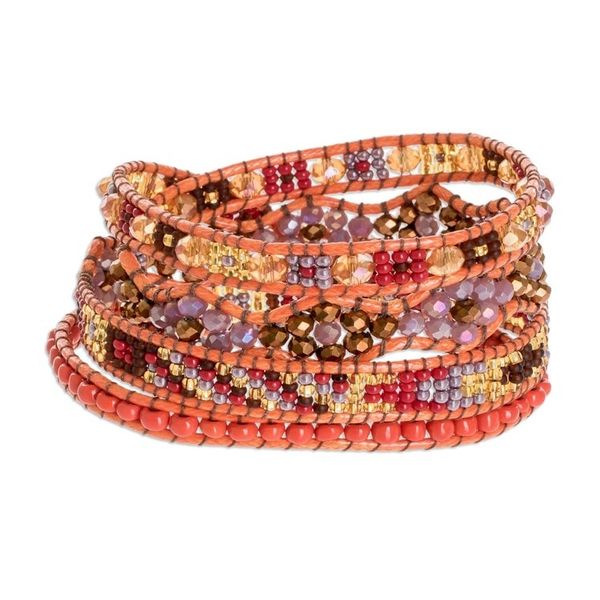 Alternate image for Handcrafted Beaded Positive Energy Long Wrap Bracelet Radiant Protection