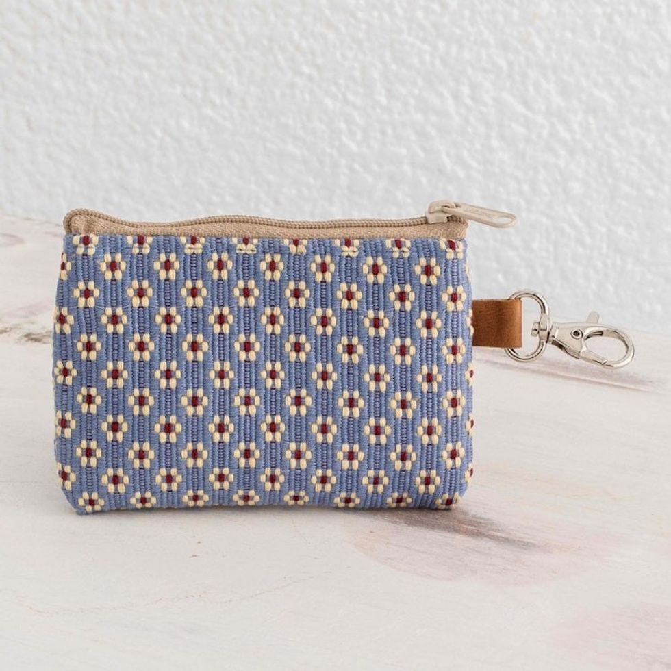 All Cotton Blue Coin Purse 'Blue Ditsy'