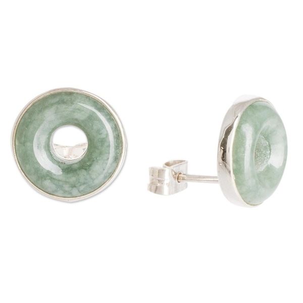 Alternate image for Green Jade Stud Earrings in Circle Design from Guatemala Green Eternity
