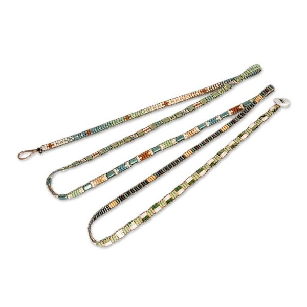 Alternate image for Bohemian Hand-Loomed Beaded Wrap Bracelet with Pewter Button Harmony of Hues