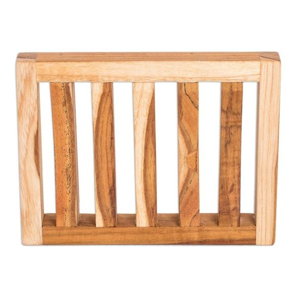 Alternate image for Self-Draining Teak Wood Soap Dish Crafted in Guatemala Harmony