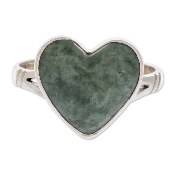 Alternate image for Unique Heart Shaped Sterling Silver Jade Cocktail Ring Love Immemorial